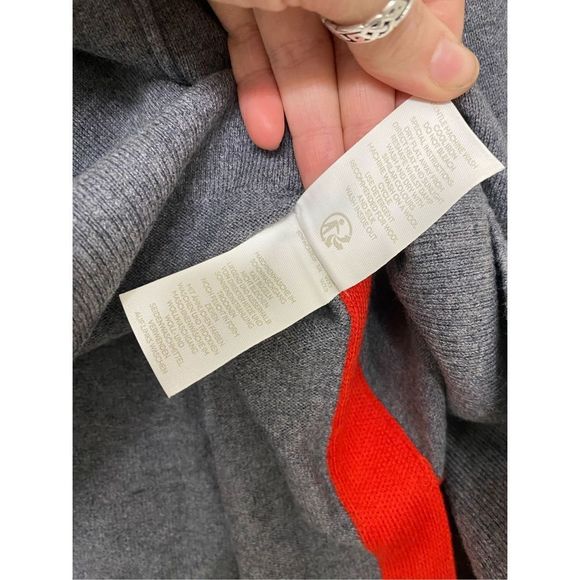 BodenโWool/Cotton Blend Gray Red Stripe Sweater, Size Medium - Picture 8 of 12